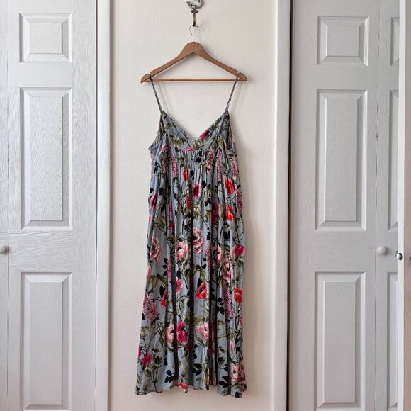 Calypso St. Barth Blue Floral Linen Blend Maxi Dress - Picture 6 of 7